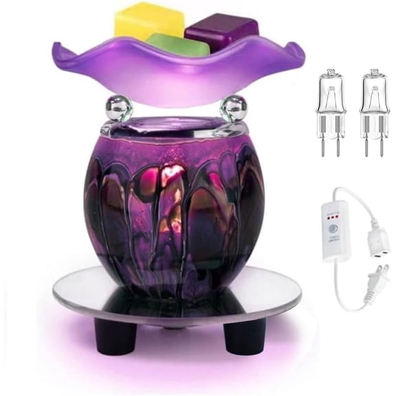 3 in 1 Electric Oil Warmer Scented Wax Warmer with with Auto Off Timer Candle Tar Melt Warmer Wax Melter Fragrance Oil Burner(Purple2 Timer)