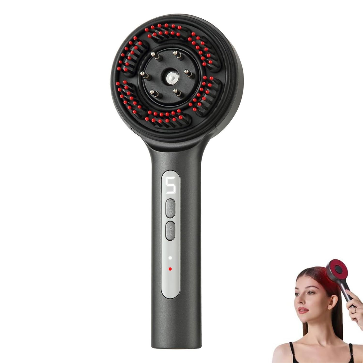 3-in-1 Electric Scalp Massager & Oil Applicator - Cordless Hair Care Comb with EMS, Red Light & Vibration