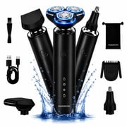 MAXGROOM 3-in-1 Electric Shaver for Men, Dual Ring Foil Razor with Floating Head, IPX7 Waterproof Cordless Shaver, 7500 RPM Motor, Magnetic Detachable Head, Beard Trimmer & Nose Hair Trimmer Kit