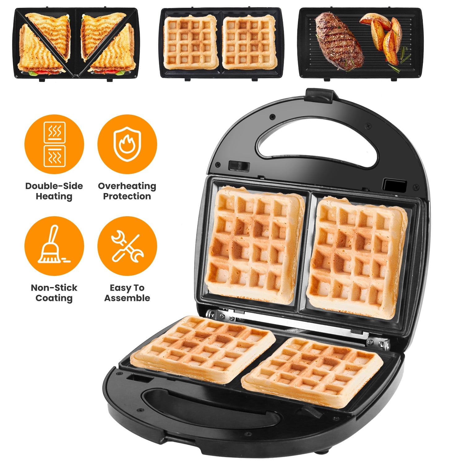 Chef buddy 3 in 1 sandwich panini and waffle press online