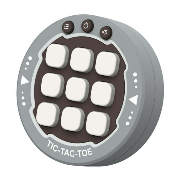 3-in-1 Electronic Handheld Tic Tac Toe Game, Auto-Difficulty Puzzle Console for Kids & Adults, Portable Brain Teaser Travel Toy，Gray