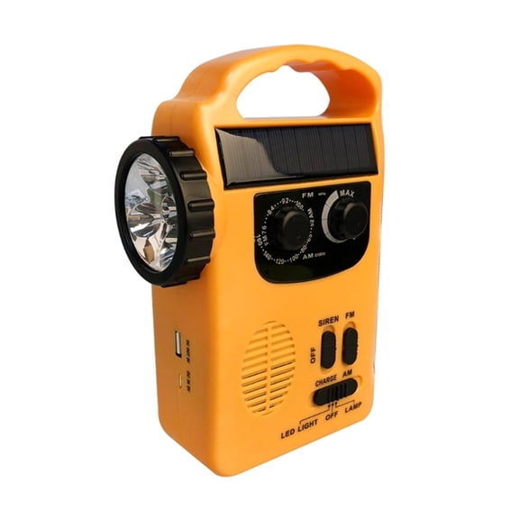 3 in 1 Emergency Charger Flashlight Hand Crank Generator Wind up Solar Dynamo Powered FM/AM Radio Charger LED Flashlight
