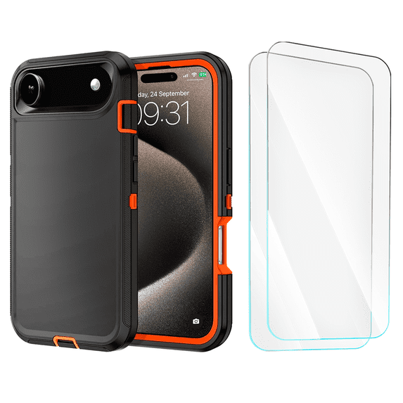 3-in-1 Entronix Bundle designed for iPhone 17 Air, Heavy Duty Case, 2 Tempered Glass
