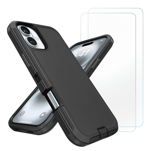 3-in-1 Entronix Bundle designed for iPhone 17, Heavy Duty Case, 2 Tempered Glass
