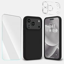3-in-1 Entronix Bundle designed for iPhone 17 Pro, Liquid Silicone Case, Tempered Glass, Camera Lens