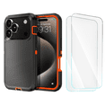 thumbnail image 1 of Entronix 3-in-1 Heavy Duty Case Compatible with iPhone 17 Pro Max and iPhone 18 Pro Max with 2 Screen Protector, Orange, 1 of 8