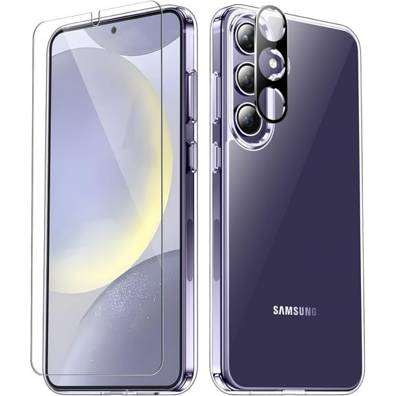 3-in-1 Entronix Bundle for Galaxy S25 Plus, Slim Clear Case 1 Screen Protector 1 Camera Lens Protector