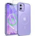 thumbnail image 1 of 3-in-1 Entronix Bundle for iPhone 11, Magnetic Sturdy Matte Case 2 Screen Protector, Purple, 1 of 8