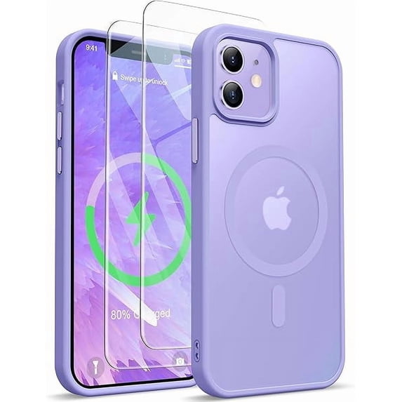 Entronix 3-in-1 Magnetic Matte Case Compatible with iPhone 11 with 2 Screen Protector, Purple