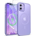 thumbnail image 1 of 3-in-1 Entronix Bundle for iPhone 12/12 Pro, Magnetic Sturdy Matte Case 2 Screen Protector, Purple, 1 of 8