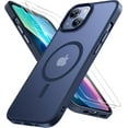 thumbnail image 1 of 3-in-1 Entronix Bundle for iPhone 14, Magnetic Sturdy Matte Case 2 Screen Protector, Navy, 1 of 7