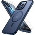 thumbnail image 1 of 3-in-1 Entronix Bundle for iPhone 14 Pro, Magnetic Sturdy Matte Case 2 Screen Protector, Navy, 1 of 7
