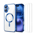 thumbnail image 1 of 3-in-1 Entronix Bundle for iPhone 16, Glossy Magnetic Clear Case 2 Screen Protector, Blue, 1 of 7