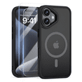thumbnail image 1 of Entronix 3-in-1 Magnetic Matte Case Compatible with iPhone 16 with Screen Protector, Black, 1 of 9