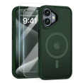 thumbnail image 1 of Entronix 3-in-1 Magnetic Matte Case Compatible with iPhone 16 with Screen Protector, Green, 1 of 9