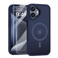 thumbnail image 1 of Entronix 3-in-1 Magnetic Matte Case Compatible with iPhone 16 with Screen Protector, Navy Blue, 1 of 9