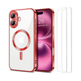 thumbnail image 1 of 3-in-1 Entronix Bundle for iPhone 16 Plus, Glossy Magnetic Clear Case 2 Screen Protector, Red, 1 of 7
