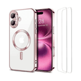 thumbnail image 1 of 3-in-1 Entronix Bundle for iPhone 16 Plus, Glossy Magnetic Clear Case 2 Screen Protector, Rose, 1 of 7
