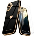 thumbnail image 1 of 3-in-1 Entronix Bundle for iPhone 16 Plus, Love Heart Cute Slim Case 2 Screen Protector, Black, 1 of 8
