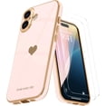 thumbnail image 1 of Entronix 3-in-1 Love Heart Case Compatible with iPhone 16 Plus with Screen Protector, Rose, 1 of 9