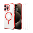 thumbnail image 1 of 3-in-1 Entronix Bundle for iPhone 16 Pro, Glossy Magnetic Clear Case 2 Screen Protector, Red, 1 of 7