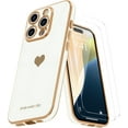 thumbnail image 1 of 3-in-1 Entronix Bundle for iPhone 16 Pro, Love Heart Cute Slim Case 2 Screen Protector, White, 1 of 8