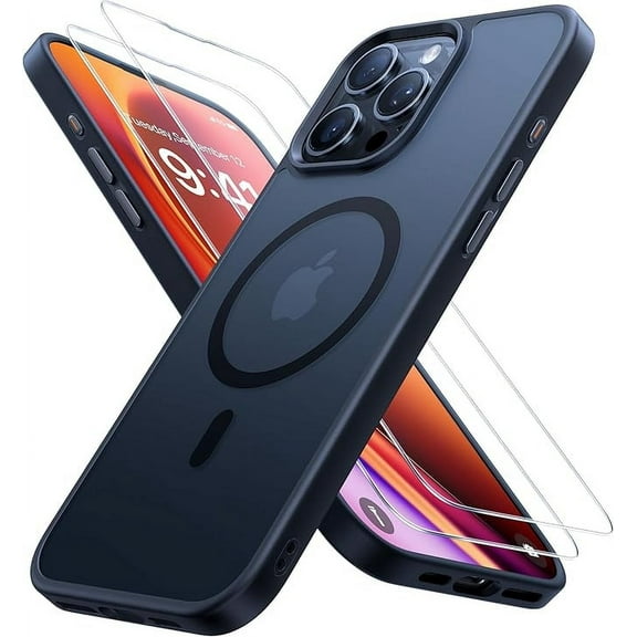 3-in-1 Entronix Bundle for iPhone 16 Pro, Magnetic Sturdy Matte Case 2 Screen Protector, Black