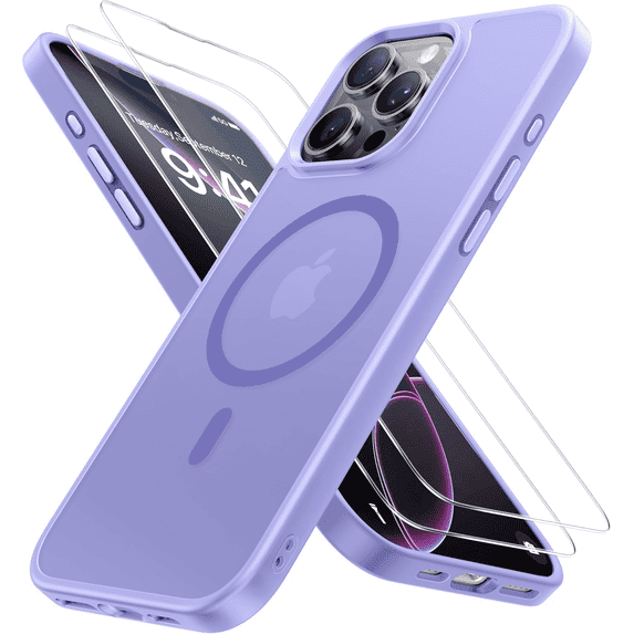 Entronix 3-in-1 Magnetic Matte Case Compatible with iPhone 16 Pro with Screen Protector, Purple