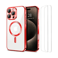 thumbnail image 1 of Entronix 3-in-1 Magnetic Shiny Clear Case Compatible with iPhone 16 Pro Max with Screen Protector, Red, 1 of 8