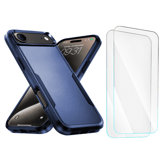 3-in-1 Entronix Bundle for iPhone 17 Air. Heavy Duty Phone Case, 1 Screen Protector, Navy