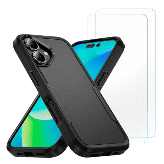 3-in-1 Entronix Bundle for iPhone 17. Heavy Duty Phone Case, 1 Screen Protector, Black