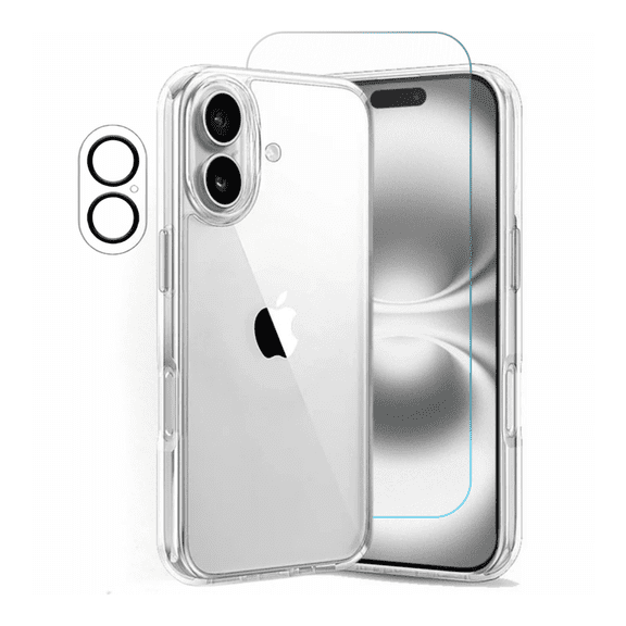 3-in-1 Entronix Bundle for iPhone 17, Heavy Duty Transparent Phone Case, 1 Screen Protector and 1 Camera Lens