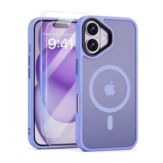 3-in-1 Entronix Bundle for iPhone 17, Magnetic Sturdy Matte Case 2 Screen Protector, Purple