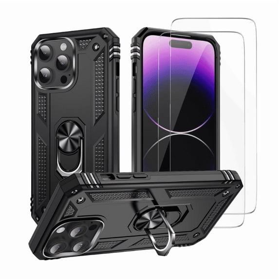 Entronix 3-in-1 Armor Case Compatible with iPhone 16 Pro with Screen Protector, Black