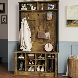 HomeStock French Country 3Pc Entryway Set White Hall Tree 2 Pantry Closets Walmart