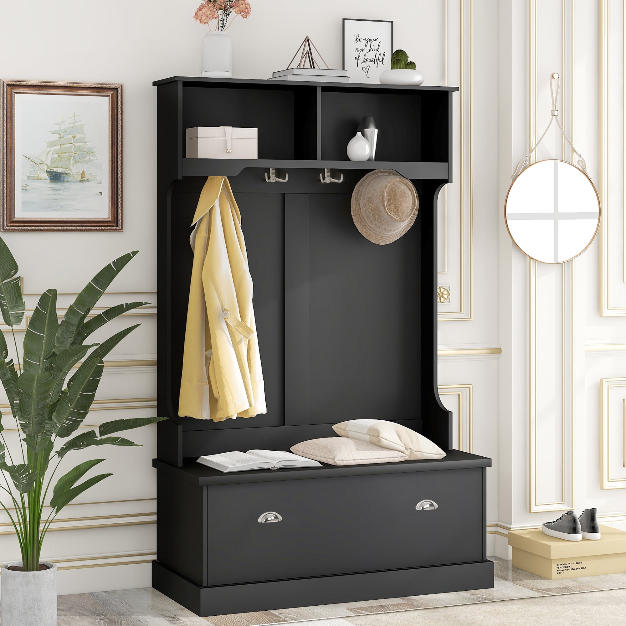 Hall stand with storage bench sale