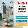3in1 Entryway Metal Coat and Shoe Rack, Bench with Hanger, Clothes