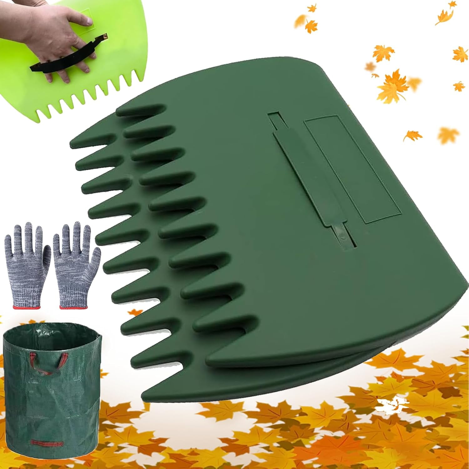 3-in-1 Ergonomic Pickup Rake - Easy Leaf & Grass Grabber Without ...
