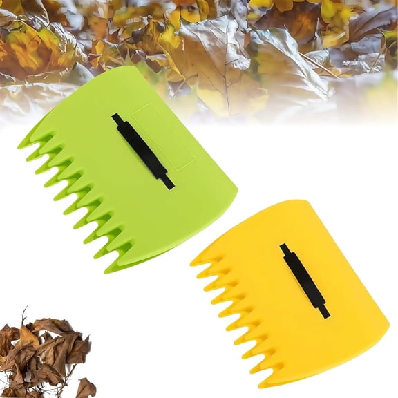3-in-1 Ergonomic Pickup Rake - Easy Leaf & Grass Grabber Without Bending Over, Lightweight Hand Rakes, Leaf Scoops Claw Tool for Yard Garden Work(Yellow+Green)