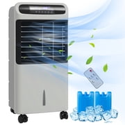 3-in-1 Evaporative Air Cooler, Portable Cooling Fan with Humidifier & Ventilation Function, 3 Modes 3 Speeds, 3.2 Gallon Water Tank, Lockable Wheels for Indoor Use