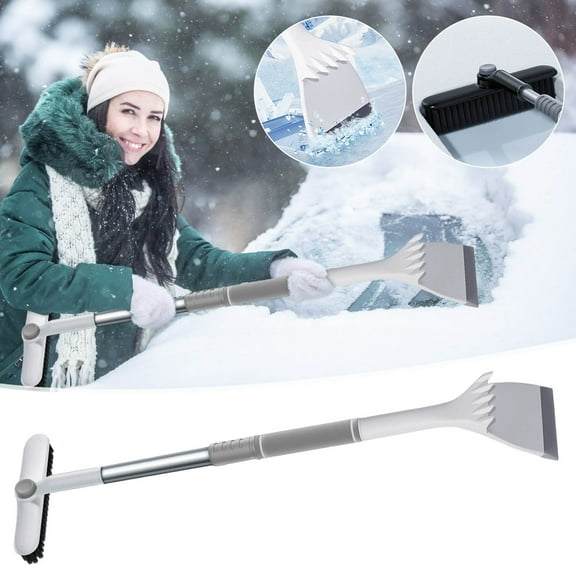 3-in-1 Extendable Car Snow Brush with Ice Scraper | Telescopic Snow Removal Tool (35"-55") for All Vehicles | Windshield Snow Cleaner & Defroster for Winter