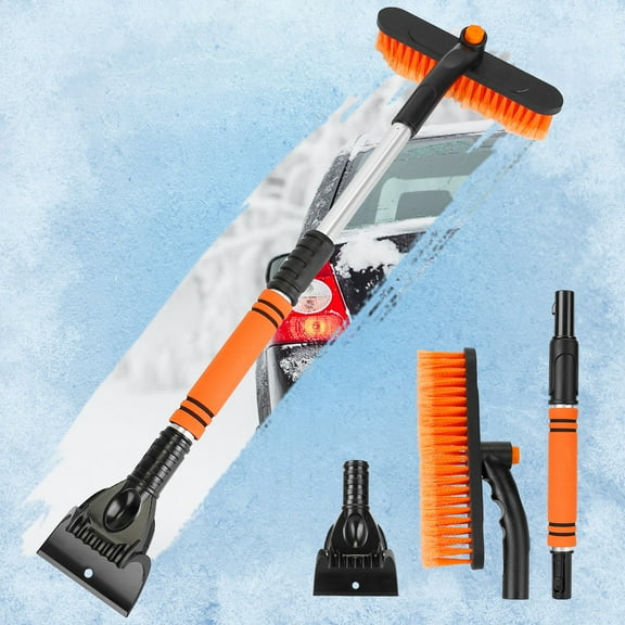 3-in-1 Extendable Ice Scraper and Snow Brush for Car Windshield, iMounTEK Snow Broom and Ice Scraper Cars, Trucks, and RVs