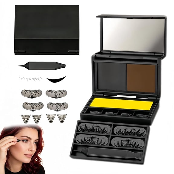 3-in-1 Eyelash & Eyeliner Stamp Kit with Beauty Mark, New Waterproof Box Eyelash Stamp for Natural Bottom Lashes & Wing, Easy Application Quick Eye Tool