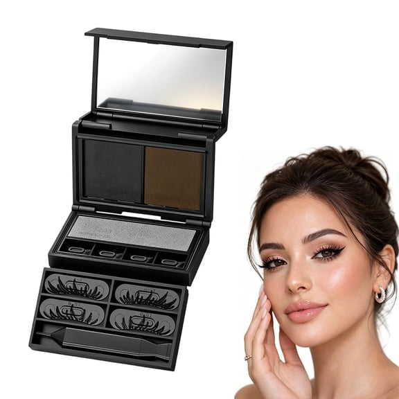 3‑in‑1 Eyeliner & Lower Lash Stamp Kit,2 PCS | Waterproof Eyelash Stamp Tool, Quick Wing Eyeliner Stamp, Black & Brown Ink, Smudge-Proof Lash Stamper, compact travel case.