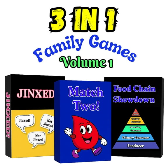3-in-1 Family Games V1: Enjoy 3 brand new card games for 2-8 players. Perfect for game nights, these travel-friendly and easy-to-learn games make a great gift for everyone!q