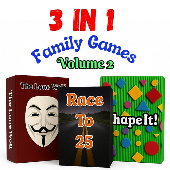 3-in-1 Family Games V2: A second set of 3 exciting card games for 2-8 players, perfect for game nights. Easy to learn, travel-friendly, and engaging fun for all ages!