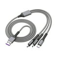 thumbnail image 1 of 3-in-1 Fast Charging Cable 5A Retractable 1.2m Nylon Braided USB C/Micro/iPhone Compatible for Phone Tablet Car Travel Office Data Sync Multi-Device Charger Cord, 1 of 7