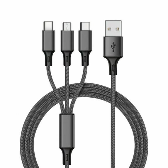 3-in-1 Fast USB Charging Cable – Nylon Braided, Universal for Phones & Devices