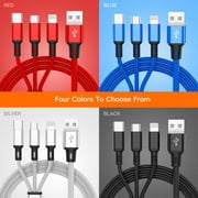 3 in 1 Fast USB Charging Cable Universal Multi Function Cell Phone Charger Cord Black
