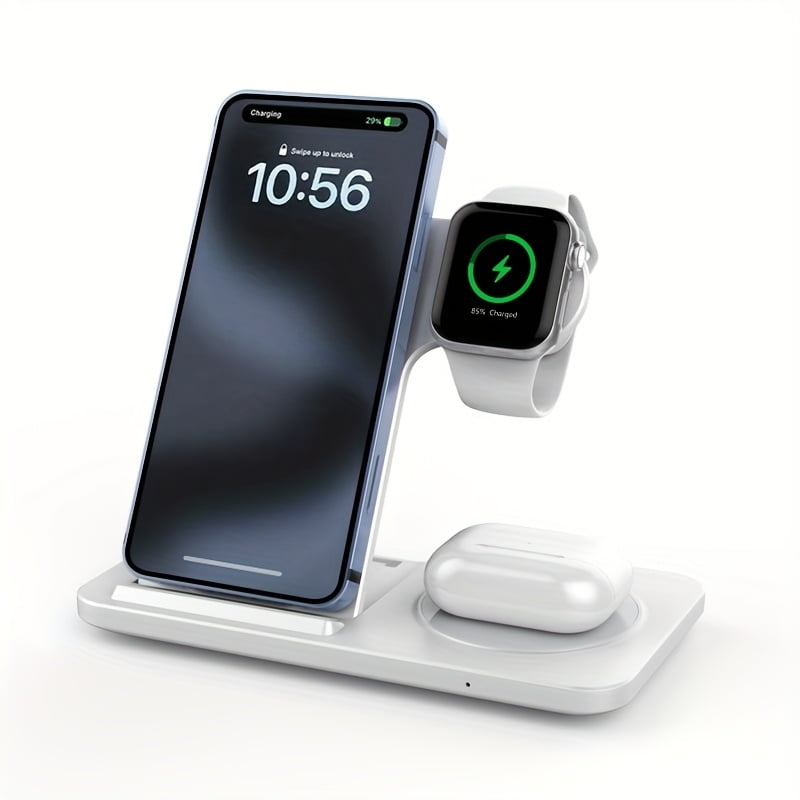 3-in-1 Fast Wireless Charger Stand for iPhone 17/16/15/14/13/12/11, Apple Watch Series 8/7/6/SE/5/4/3/2 & AirPods Pro/3/2
